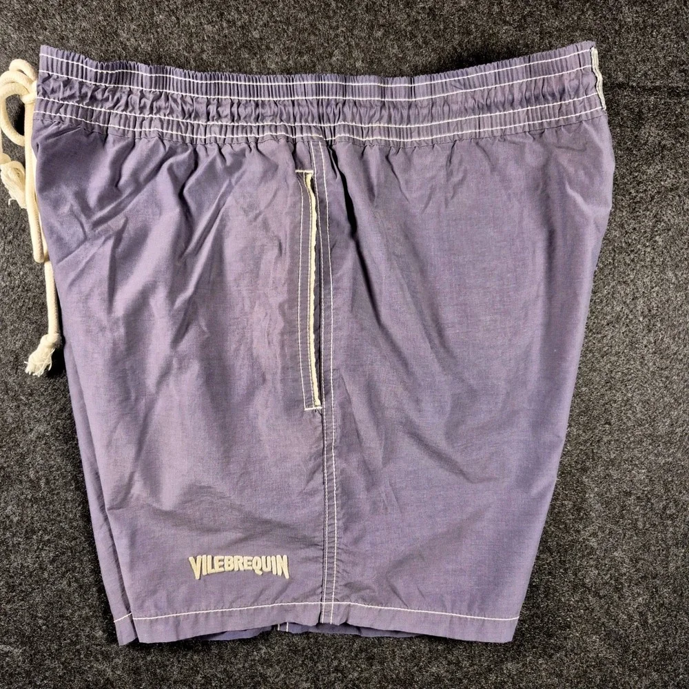 Vilebrequin Moorea Swim Trunks Mens L Blue Embroidered Saint Tropez Luxury Beach